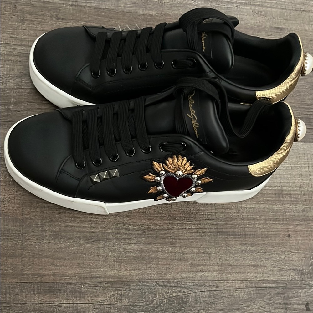 Black and Gold Women's Dolce and Gabbana Sneakers